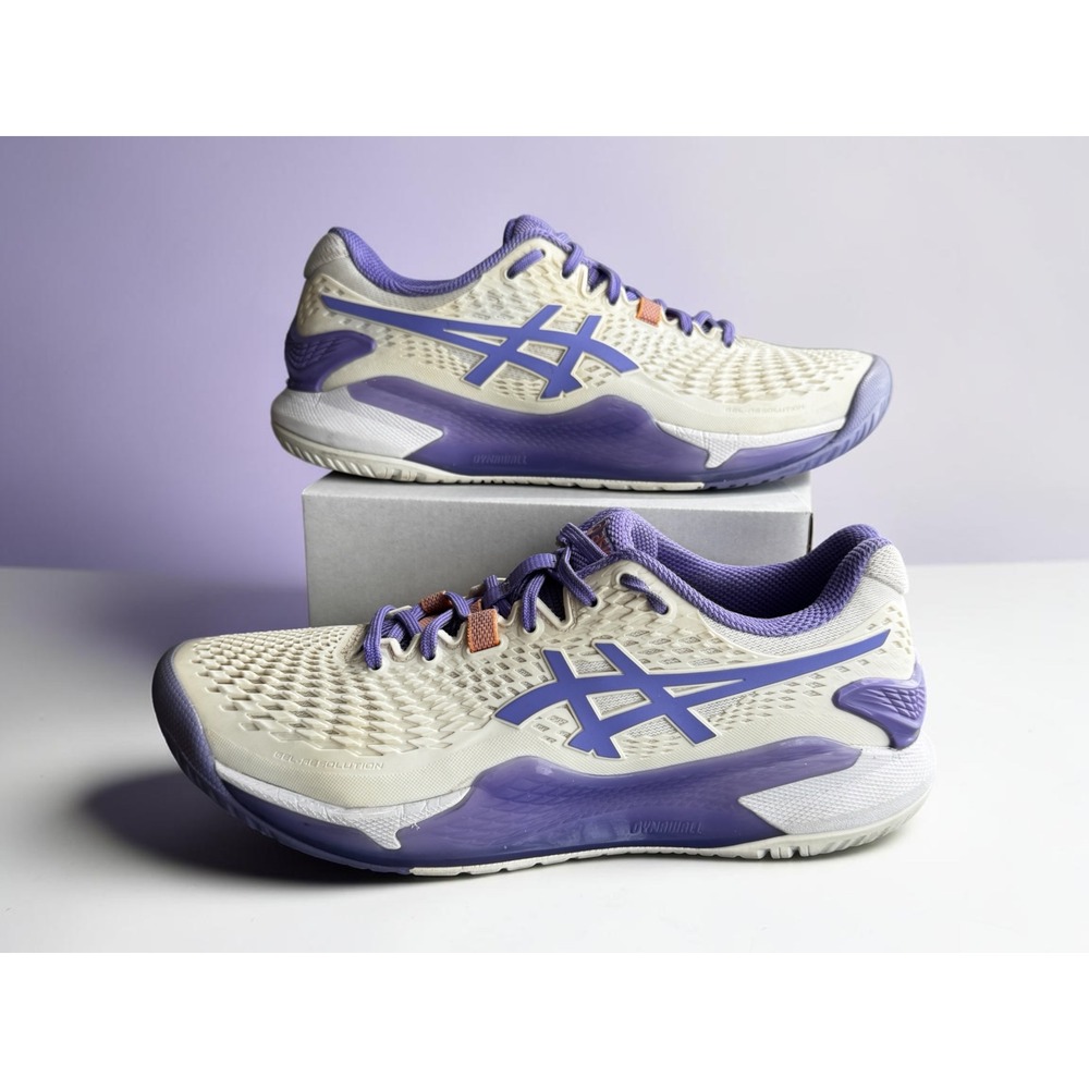 ASICS Gel-Resolution 9 WIDE Women's 8.5 Tennis Shoes White Purple 1042A226